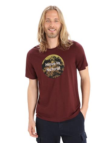 Espresso Icebreaker Merino Tech Lite II Short Sleeve Natural Alps Men's T Shirts | AU 1192ZUTG